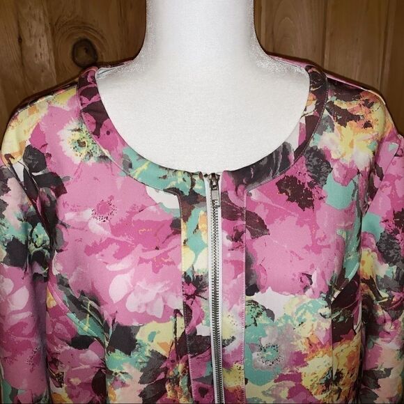 I.N.C. Pastel floral full zip dress jacket size 2X - Picture 2 of 8